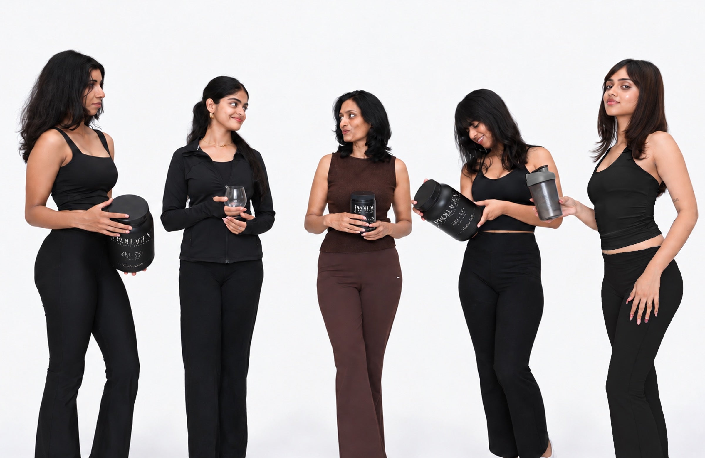 Five women from the Serqua community with Prollagen products